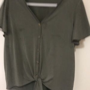 Forest green front tie blouse